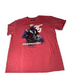 T-Shirt Red Overwatch Graphic Tee Shirt  Hero Soldier 76